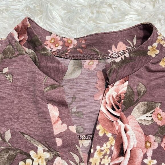 Floral Mauve 3/4 Sleeve Blouse *No Label* Women’s - Picture 8 of 9